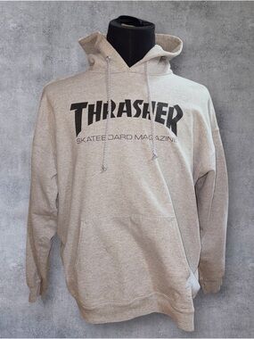 Thrasher Men's Crewneck Sweatshirt - Light Beige with Black Logo